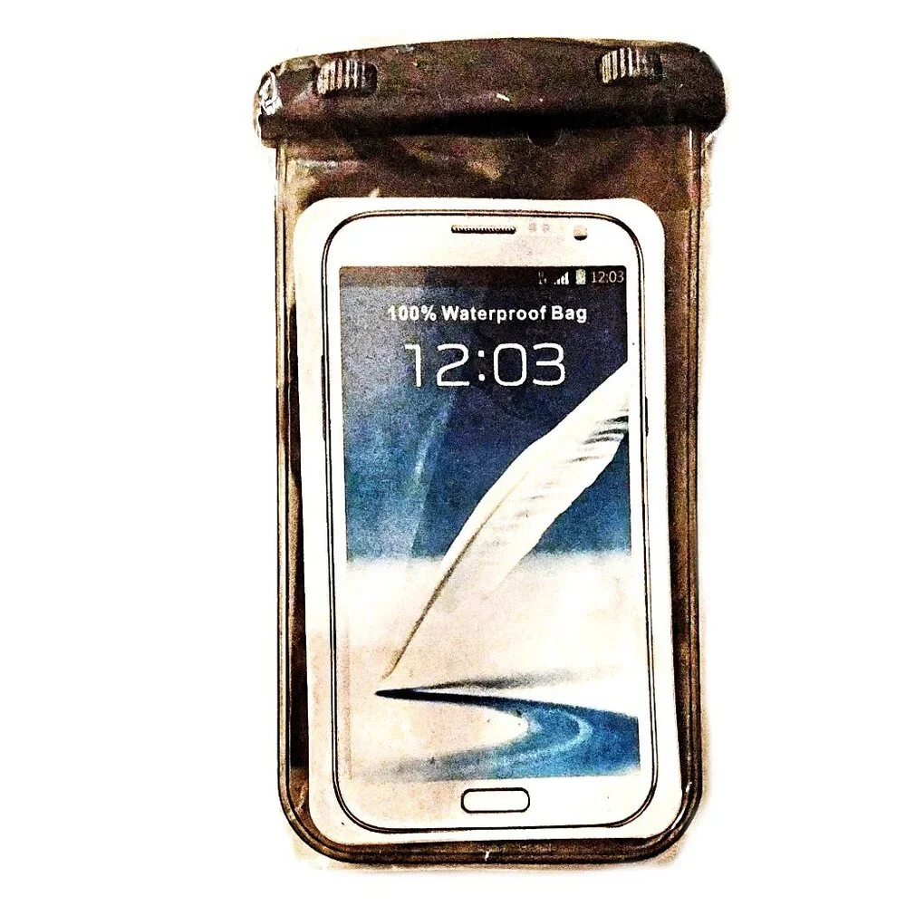 2 Pk Waterproof Universal Cell Phone Pouch (Lanyard +Arm Band) ~ Smoke & Yellow